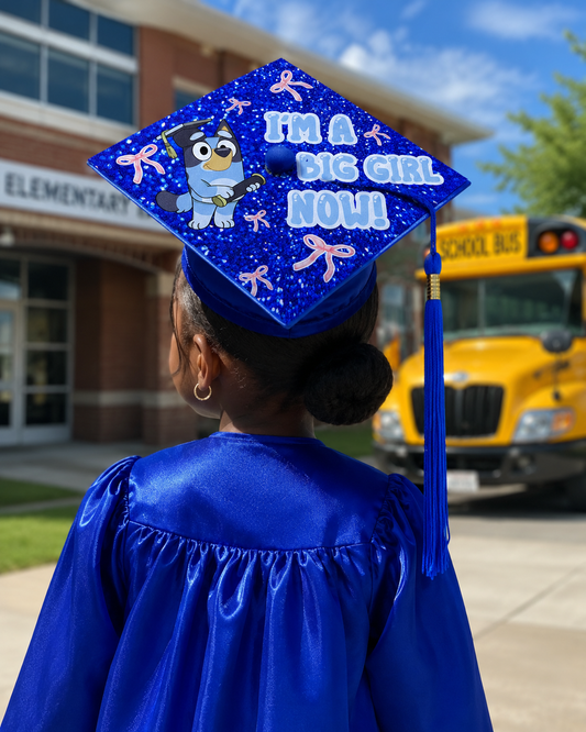 Custom Blue Puppy Graduation Cap Topper